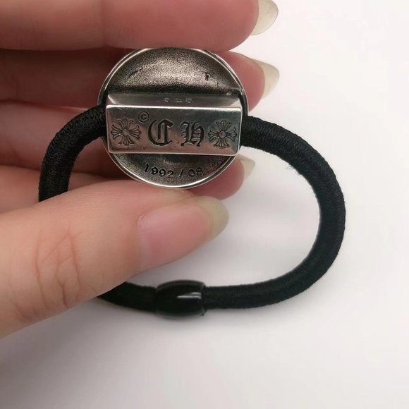 Make old vintage cross leather band Chrome Hearts sterling silver 925 scrunchie - Picture 8 of 8